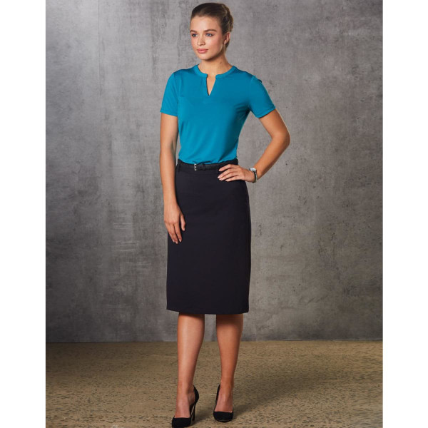 Women's Flexi Waist A-line Utility Lined Skirt in Poly/Viscose Stretch Twill