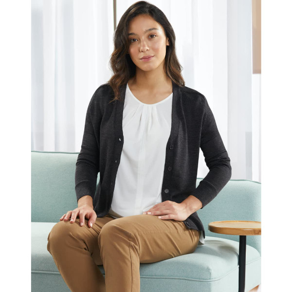 Women's 100% Merino Wool L/S Cardigan