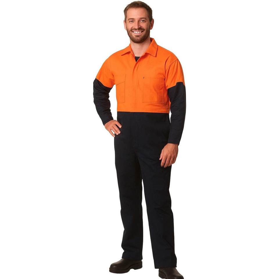 Hi-Vis Two Tone Men's Cotton Drill Coverall-Stout