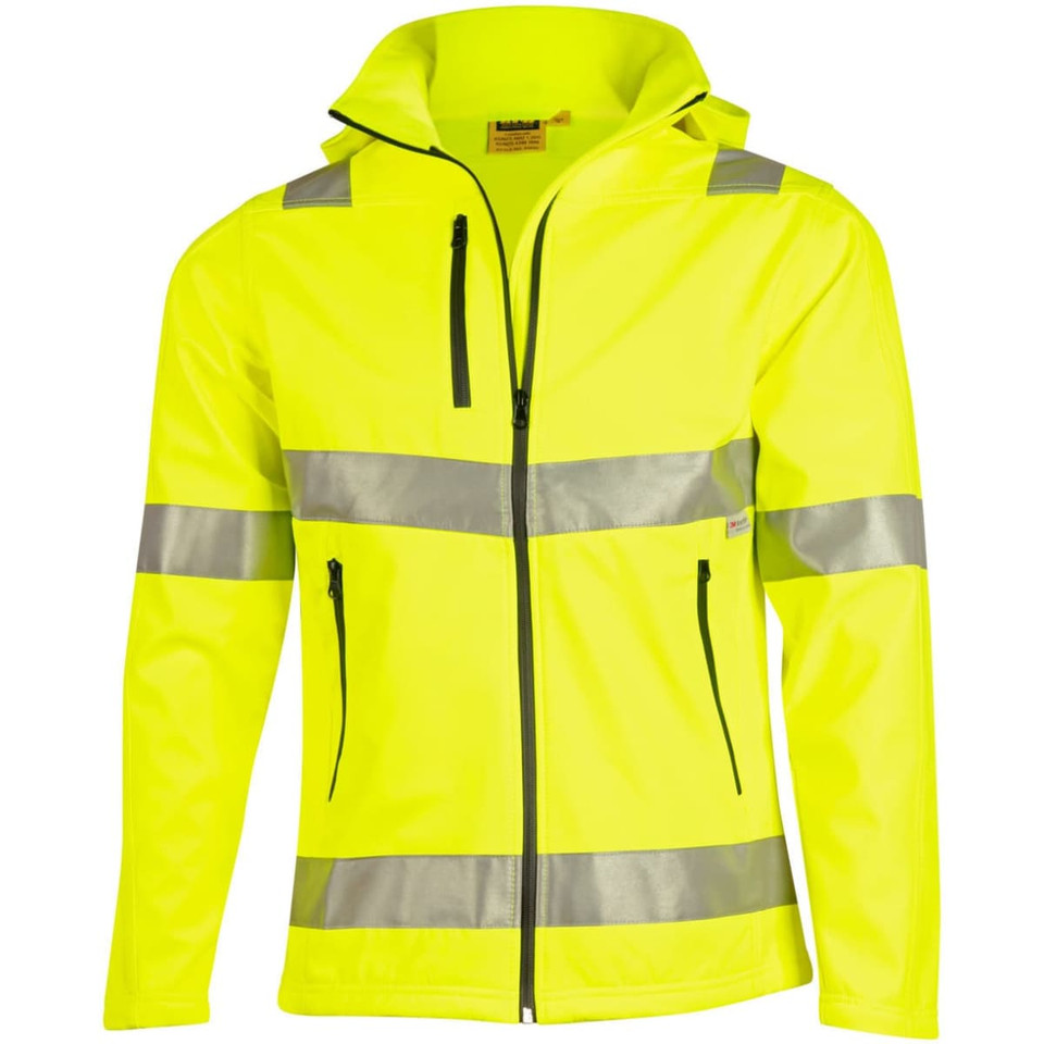 Hi-Vis Softshell Hooded Jacket With 3M Tape