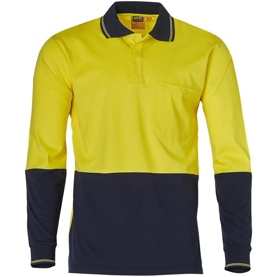 Hi-Vis Cotton Two Tone L/S Safety Polo
