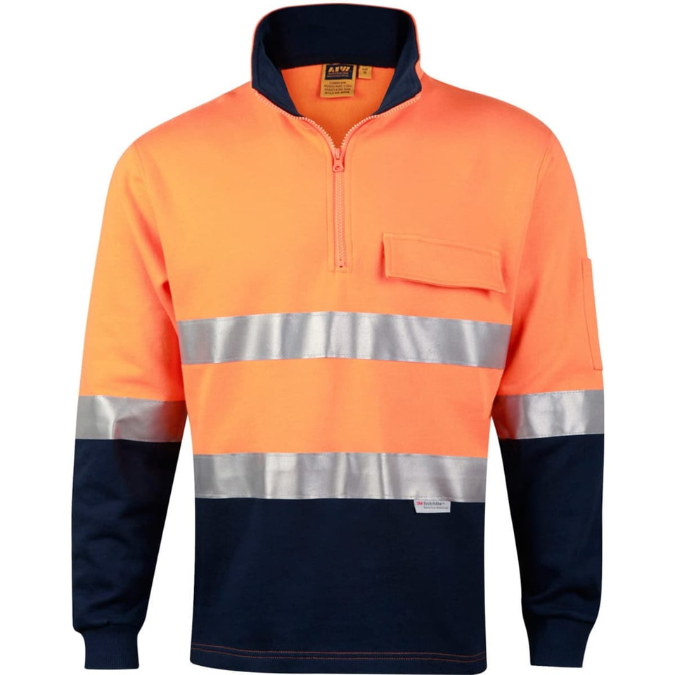 Hi-Vis Two Tone Cotton Fleecy Sweat With 3M tapes
