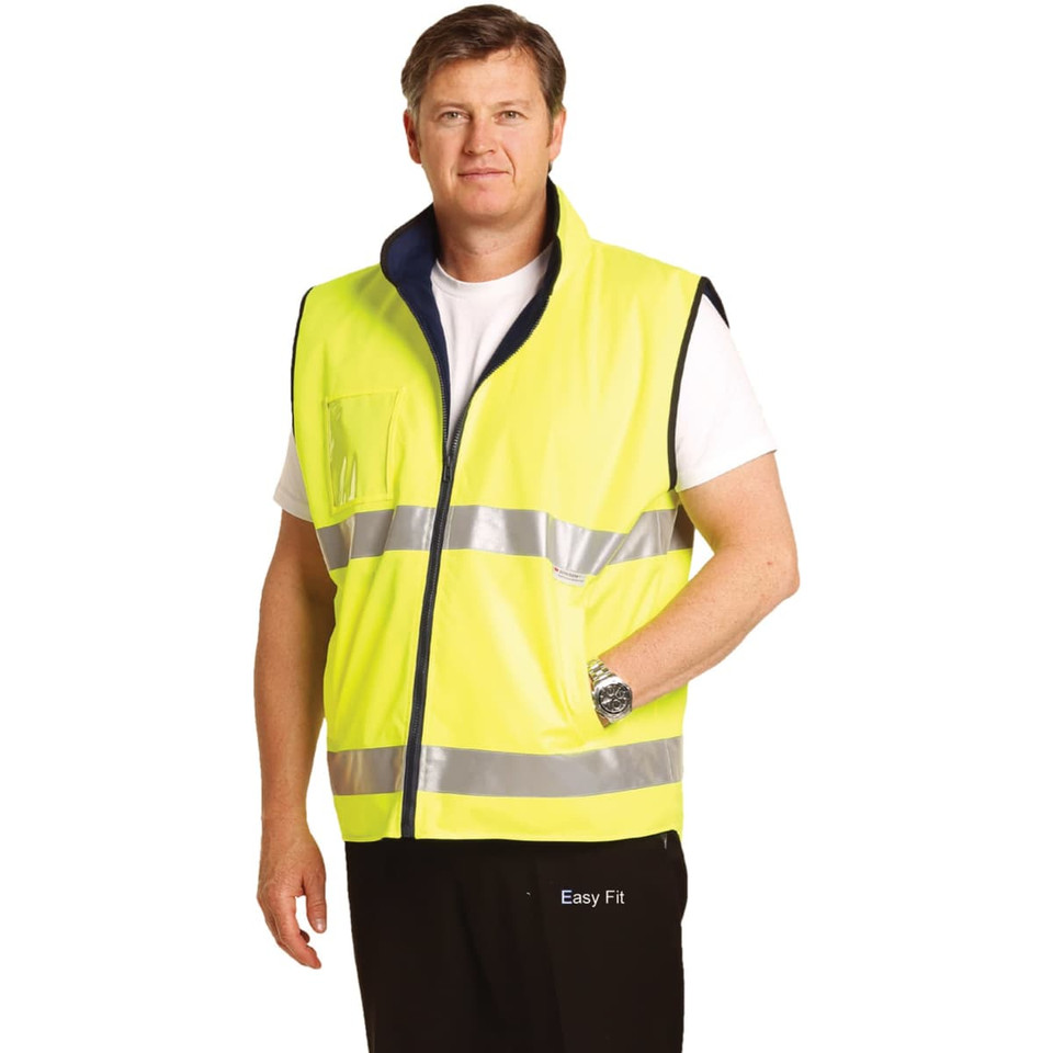 Hi-Vis Reversible Mandarine Collar Safety Vest With 3M Tapes