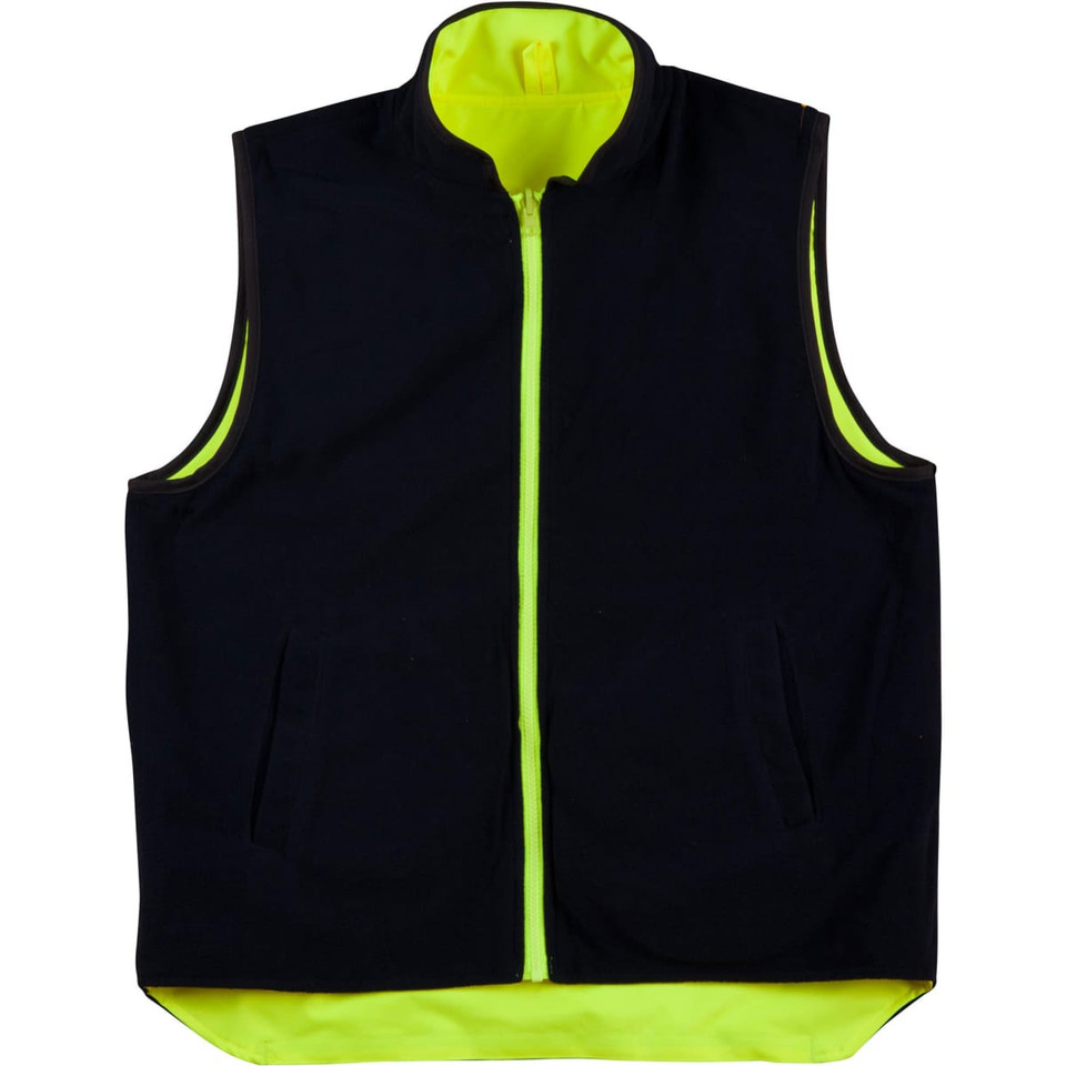 Hi-Vis Reversible Mandarine Collar Safety Vest With 3M Tapes