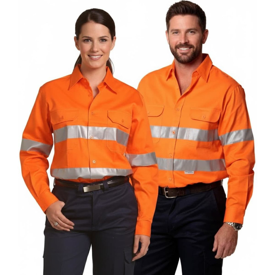 Men's Hi-Vis L/S Drill Shirt With 3M Tapes