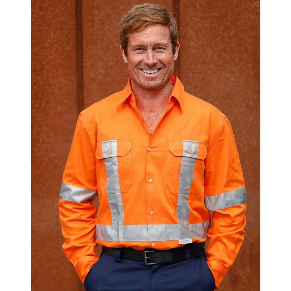 Men's Hi-Vis L/S Drill Shirt With 3M Tapes