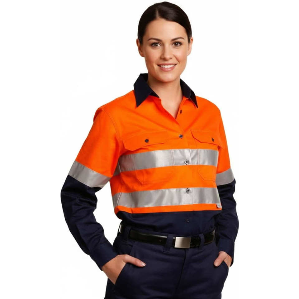 Ladies' Hi-Vis L/S Safety Shirt 3M Tape