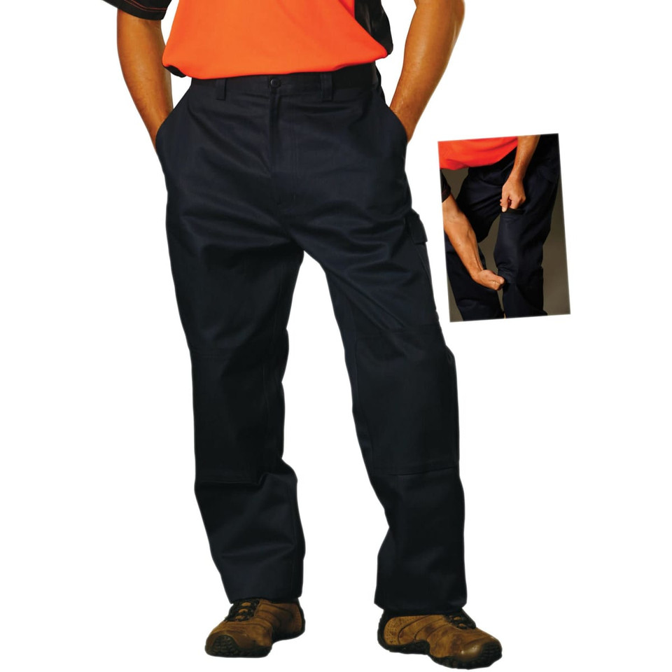 Men's Cotton Drill Pre-shrunk Cargo Pants With Knee Pads