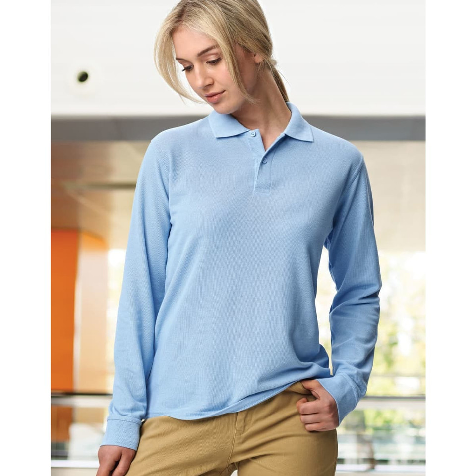 Adults' 240gsm Poly/Cotton Pique L/S Polo
