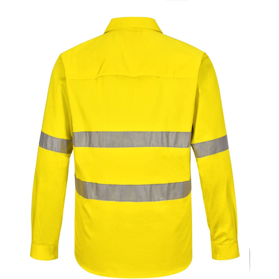 Hi Vis Cool-Breeze Closed Front L/S Shirt (Perforated Tape)