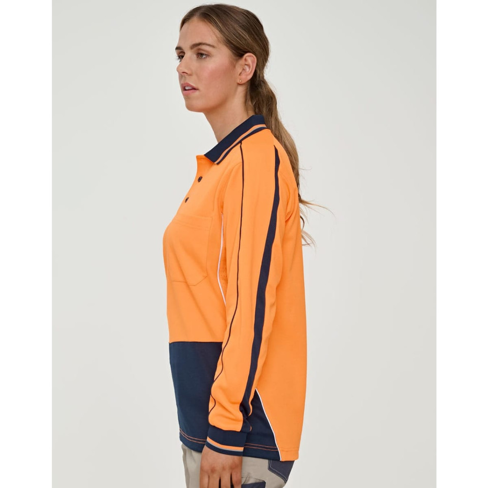Hi-Vis Sustainable Cool-Breeze Truedry Safety L/S Polo