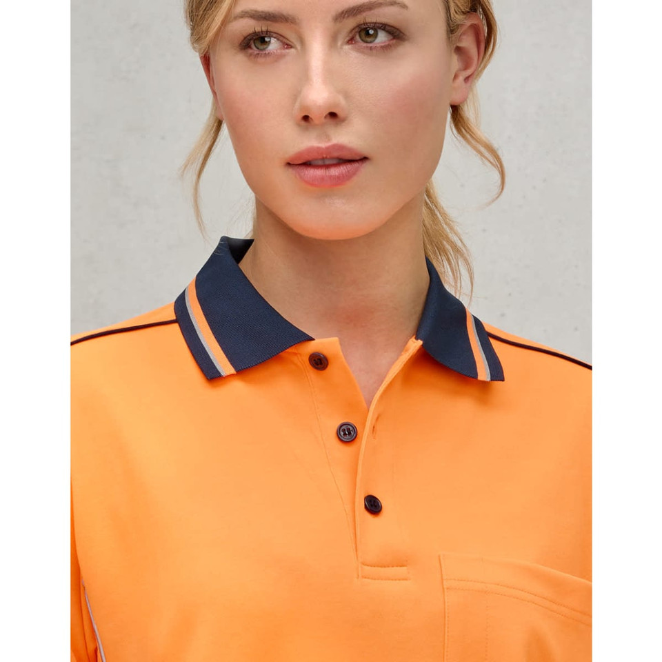 Hi-Vis Sustainable Cool-Breeze Truedry Safety L/S Polo
