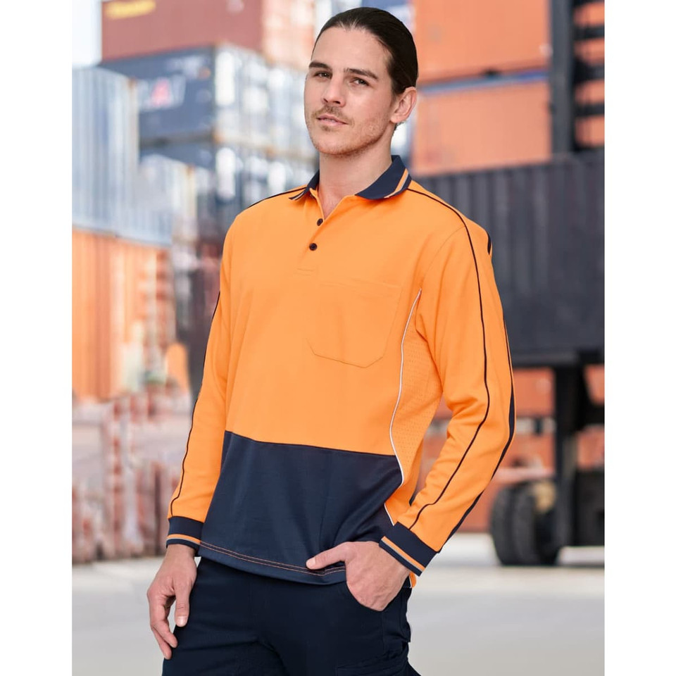 Hi-Vis Sustainable Cool-Breeze Truedry Safety L/S Polo