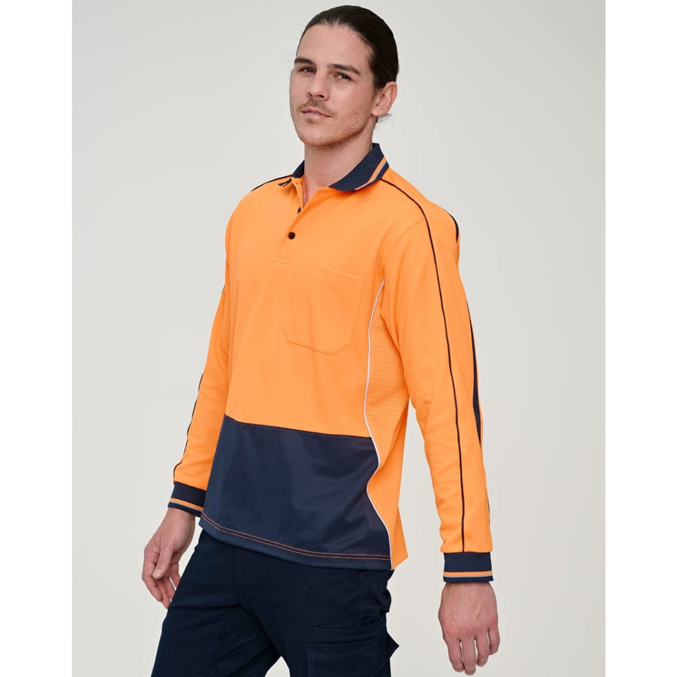 Hi-Vis Sustainable Cool-Breeze Truedry Safety L/S Polo