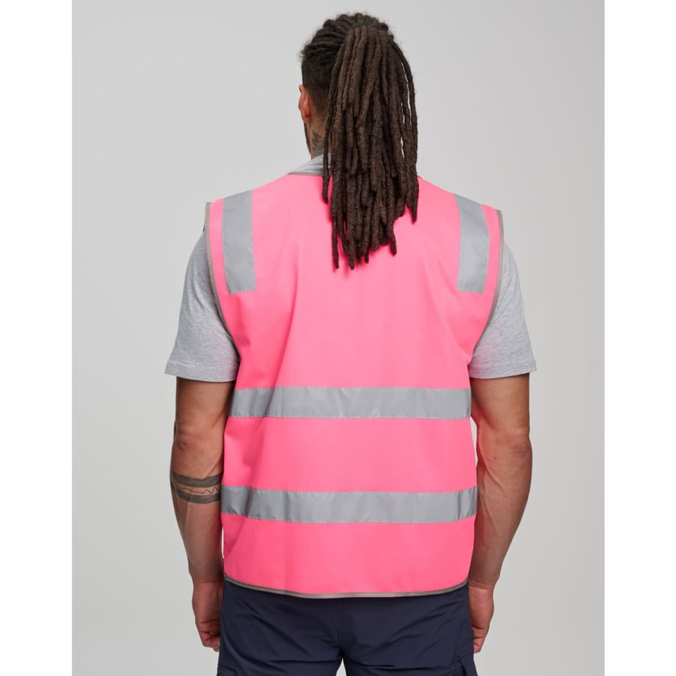 Hi Vis Safety Zip Vest With ID & Utility Pockets
