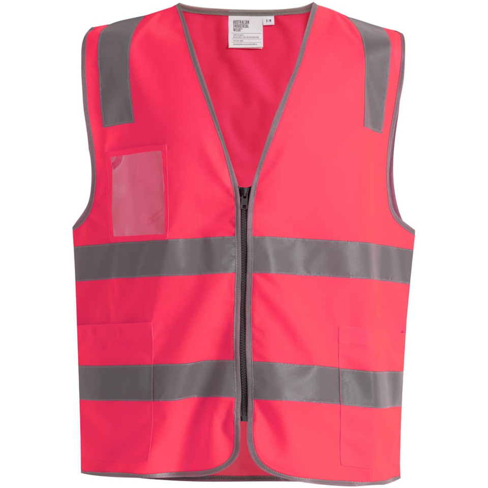 Hi Vis Safety Zip Vest With ID & Utility Pockets