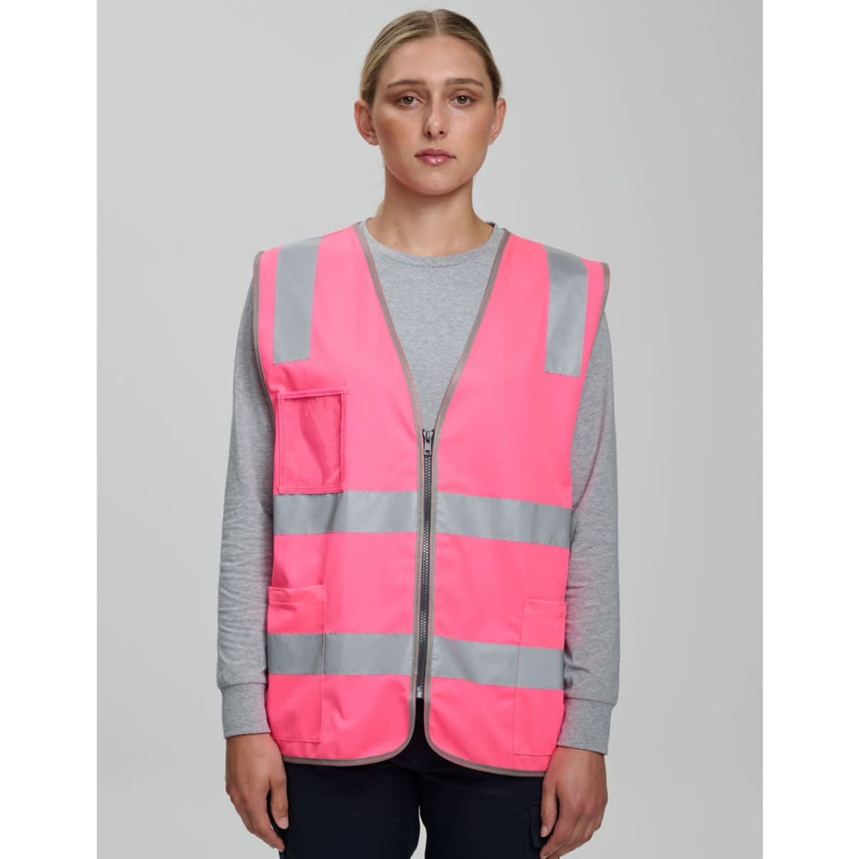 Hi Vis Safety Zip Vest With ID & Utility Pockets