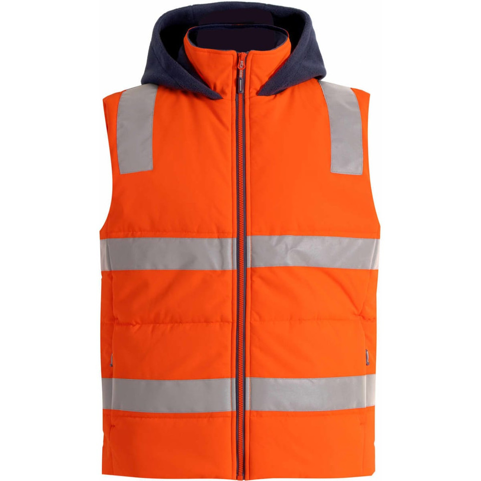 Unisex Hi Vis Hooded Puffer Vest