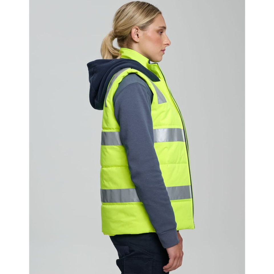 Unisex Hi Vis Hooded Puffer Vest