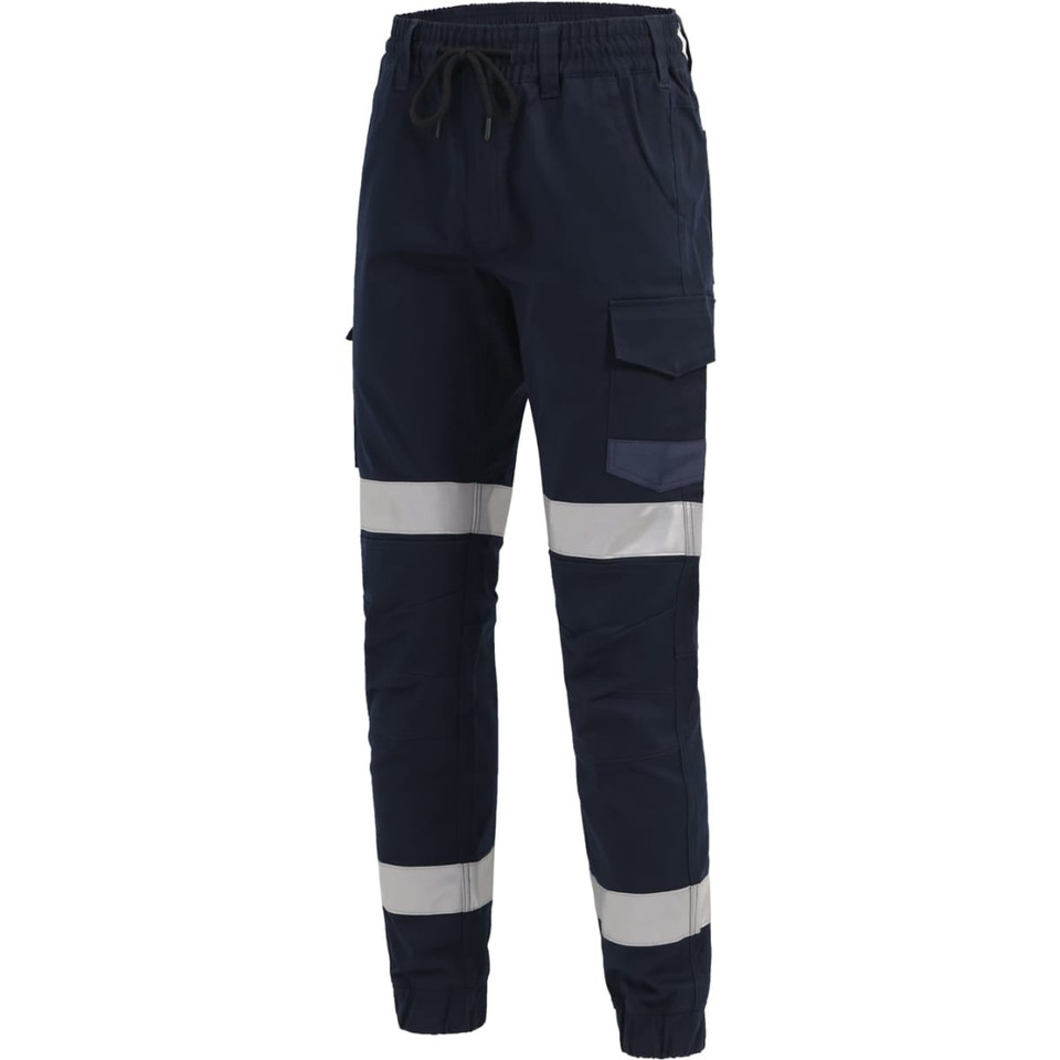 Cotton Stretch Drill Cuffed Work Pants With Tapes