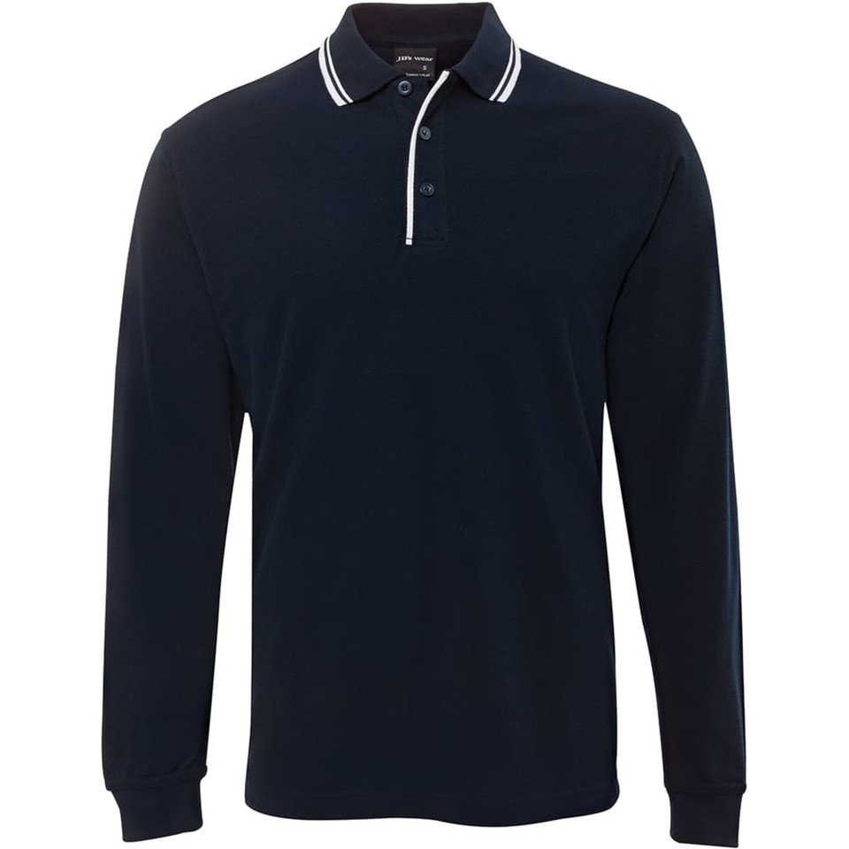 JB's L/S C/Trast Polo Navy/White
