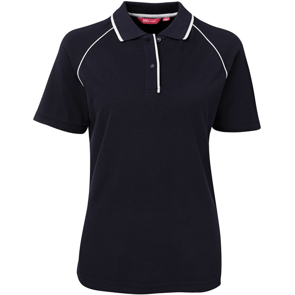 JB's Ladies Raglan Polo Navy/White