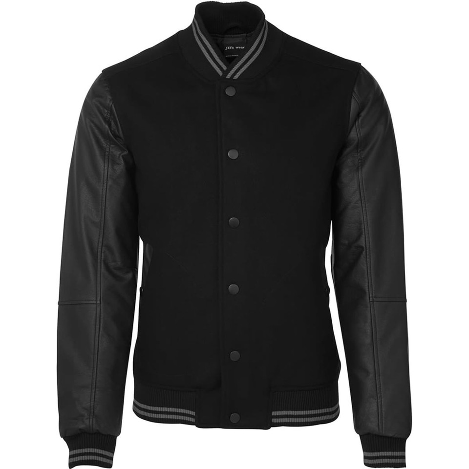 JB's Art Leather Baseball Jacket Black