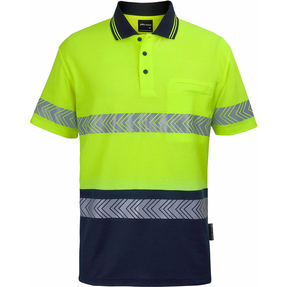 JB's Hv S/S D+N C/Back Segmented Tape Polo Lime/Navy