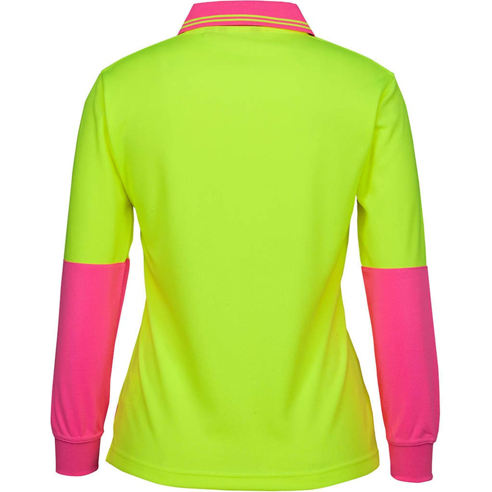 JB's Ladies Hv L/S Comfort Polo Lime/Navy
