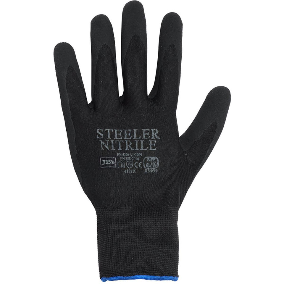JB's Steeler Sandy Nitrile Glove (12 Pk) Black/Black