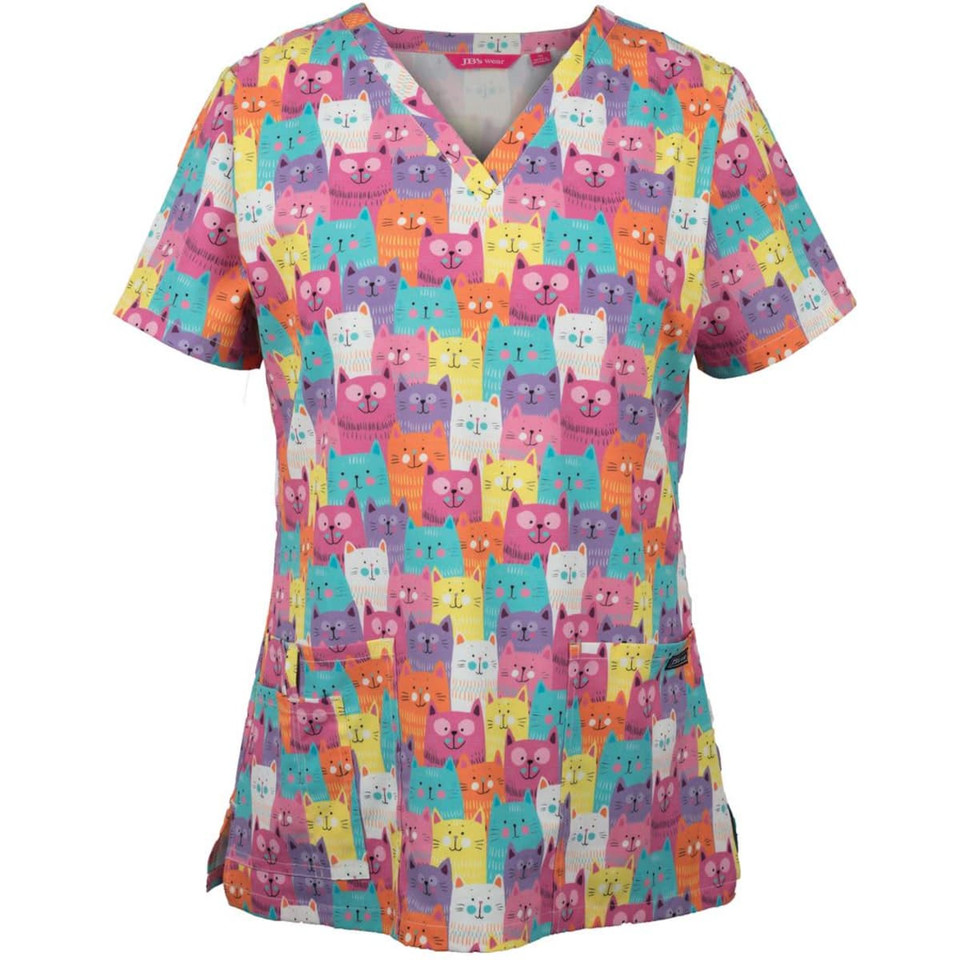 JB's Ladies Scrub Top Printed