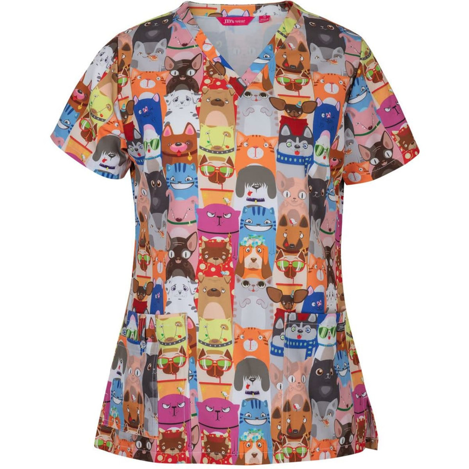 JB's Ladies Scrub Top Printed