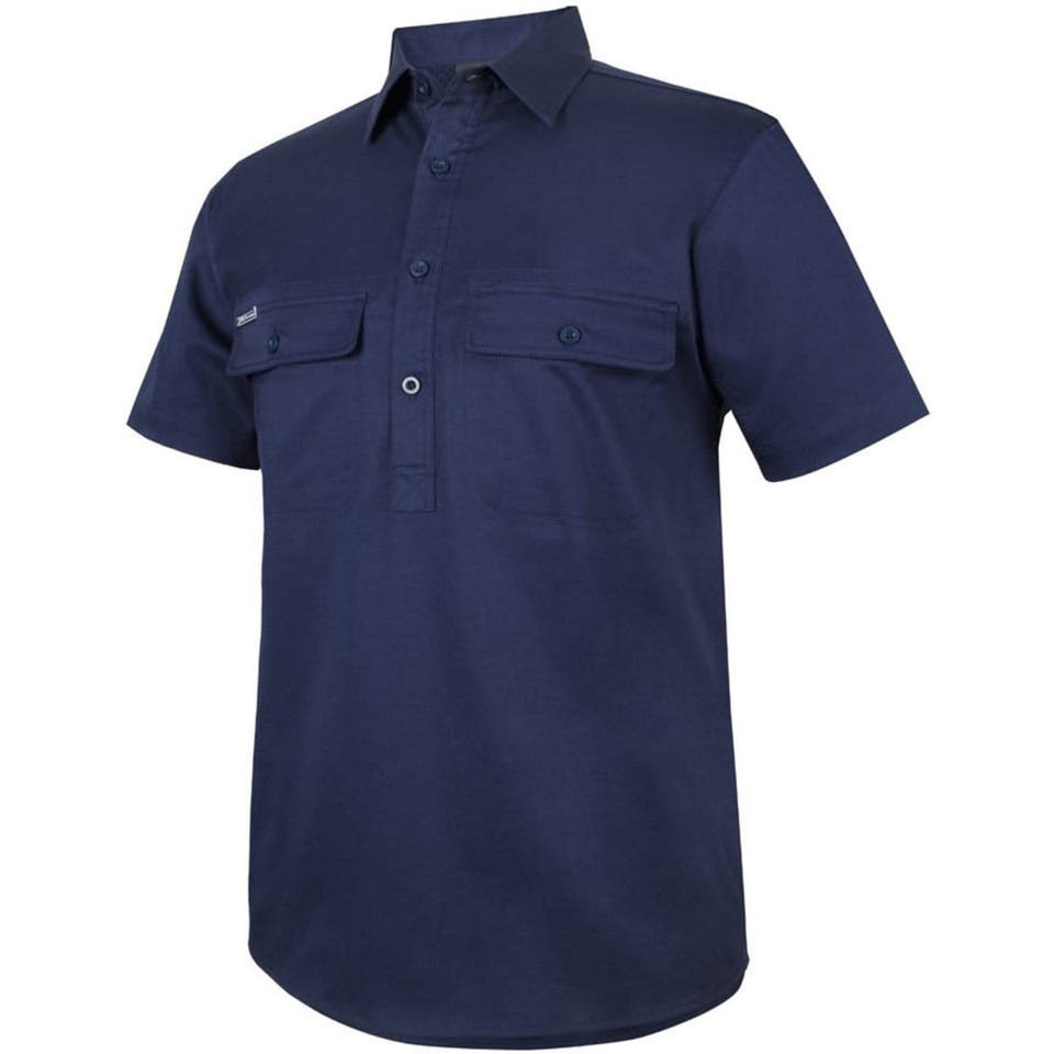 JB's S/S 150 G Stretch Close Front Work Shirt Navy