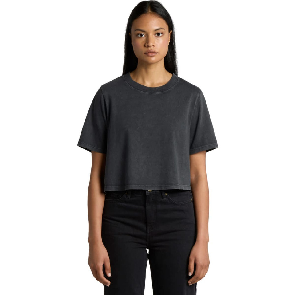Wo's Stone Wash Heavy Crop Tee