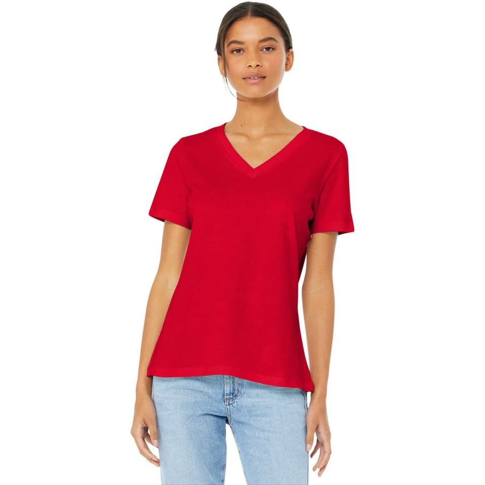 BELLA+CANVAS Women's Relaxed Jersey Short Sleeve V-Neck Tee