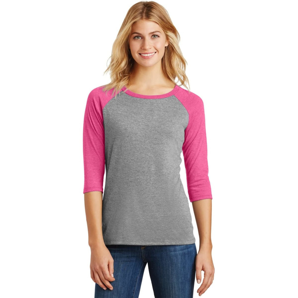 District Made Ladies Perfect Tri 3/4-Sleeve Raglan