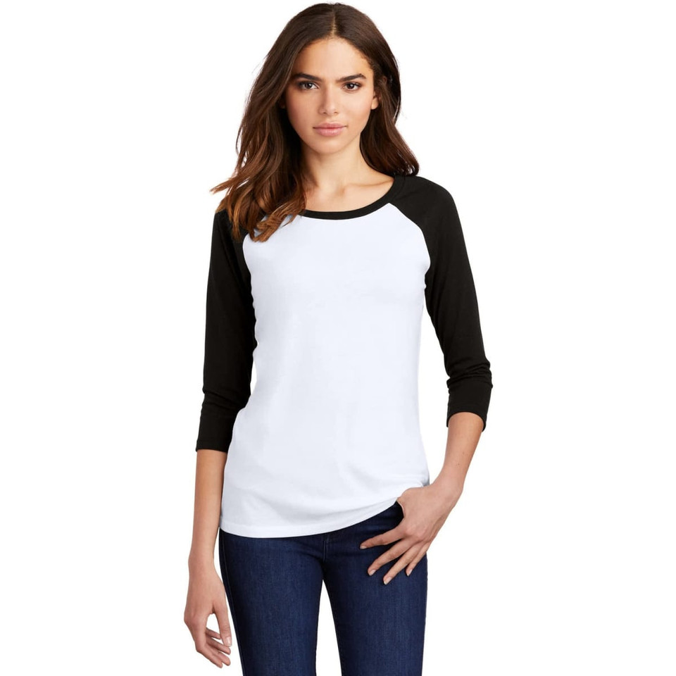 District Made Ladies Perfect Tri 3/4-Sleeve Raglan