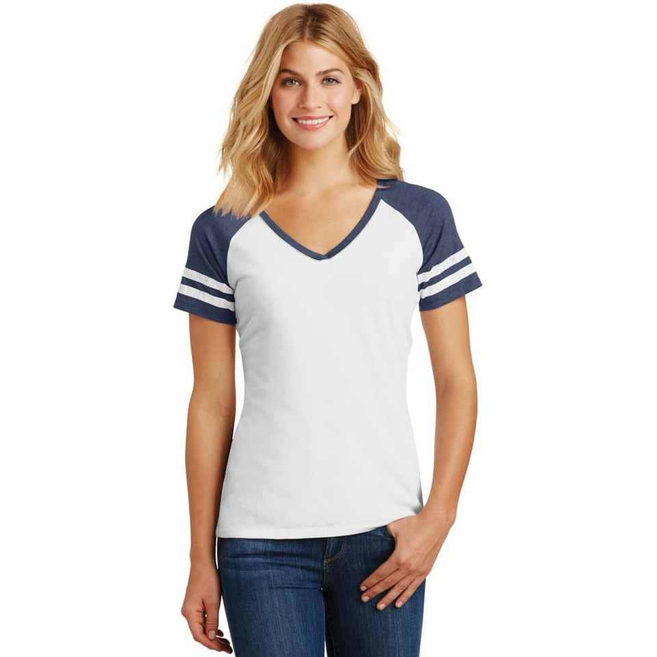 District Made Ladies Game V-Neck Tee