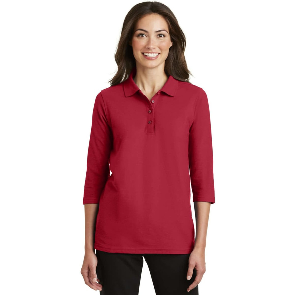 Port Authority Ladies Silk Touch 3/4-Sleeve Polo