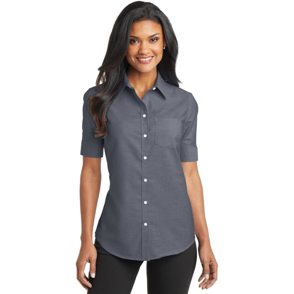Port Authority Ladies Short Sleeve SuperPro Oxford Shirt