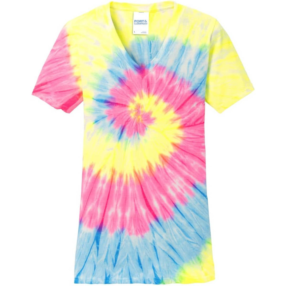Port & Company Ladies Tie-Dye V-Neck Tee