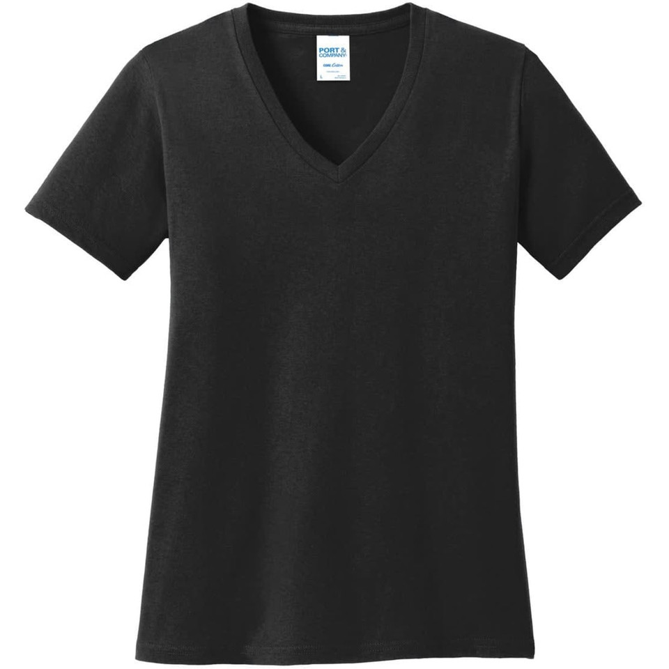 Port & Company Ladies Core Cotton V-Neck Tee