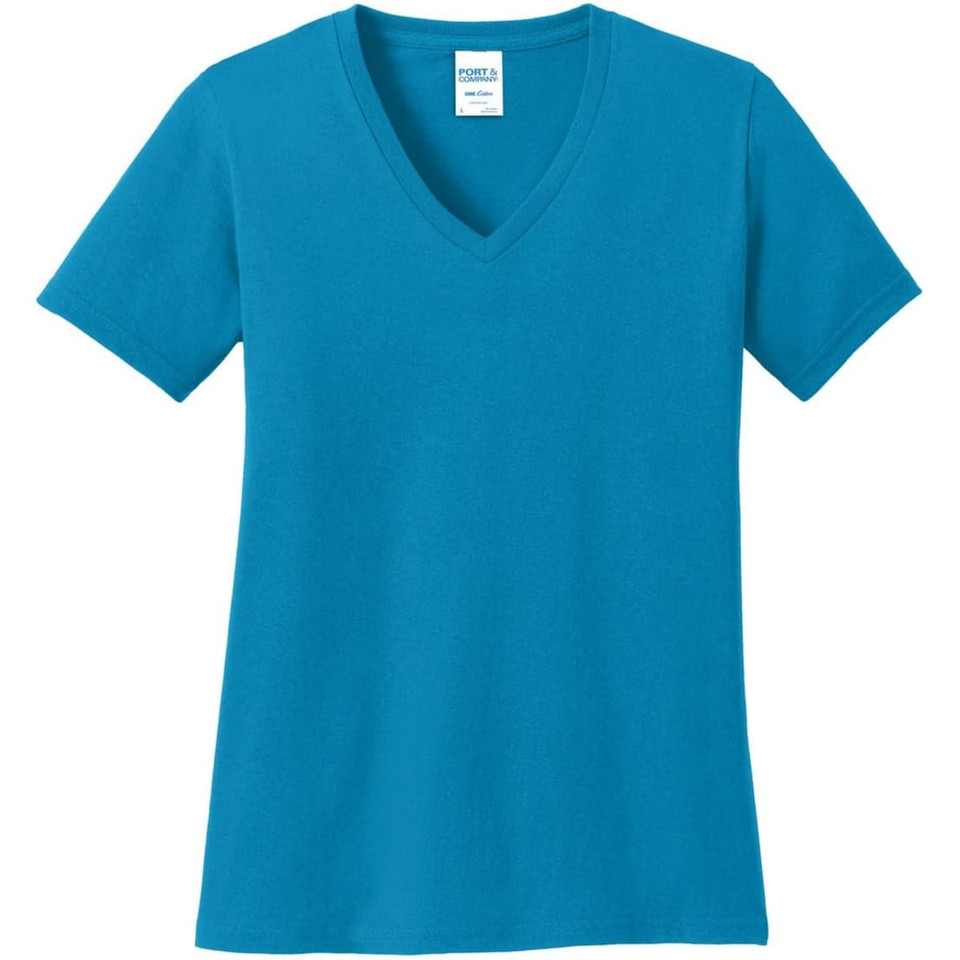 Port & Company Ladies Core Cotton V-Neck Tee