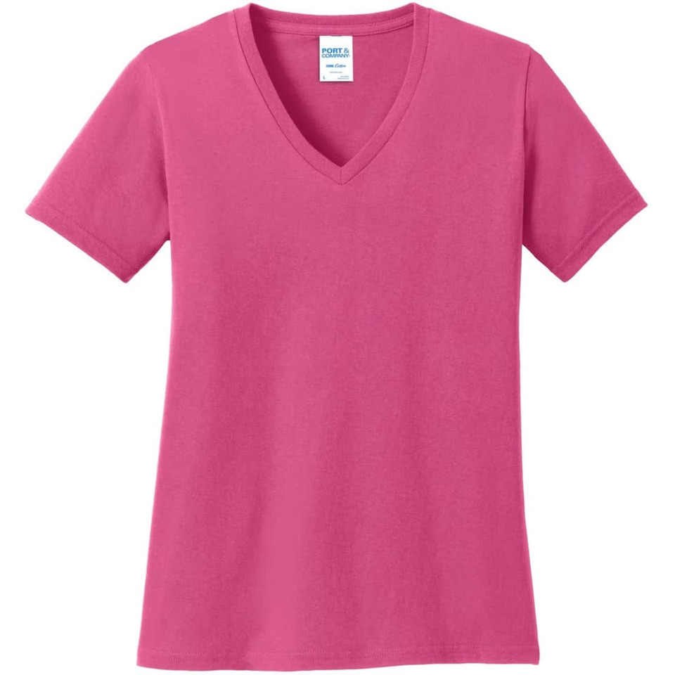 Port & Company Ladies Core Cotton V-Neck Tee