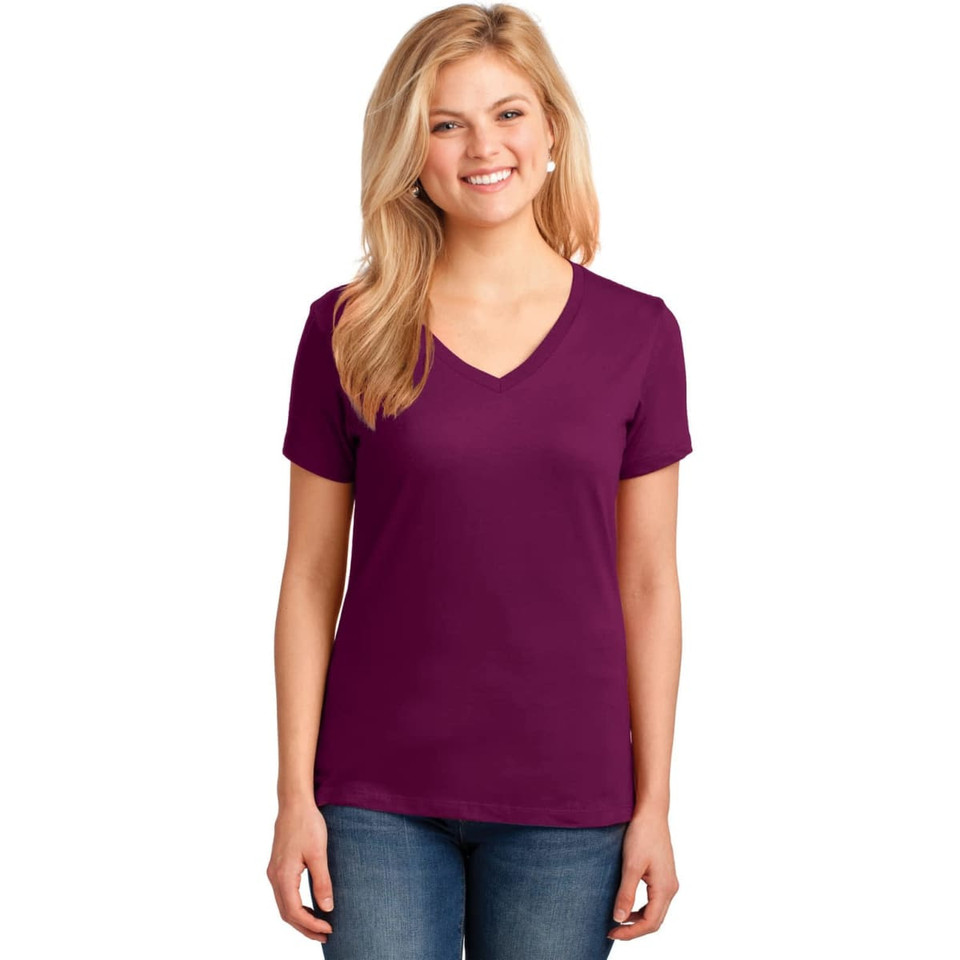 Port & Company Ladies Core Cotton V-Neck Tee