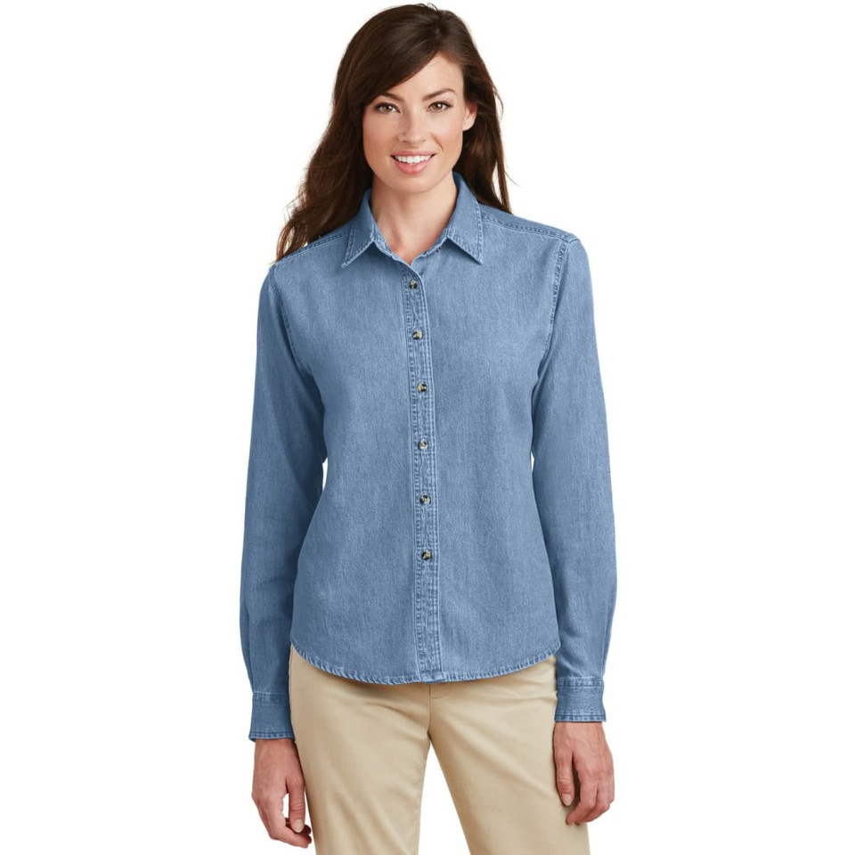 Port & Company - Ladies Long Sleeve Value Denim Shirt