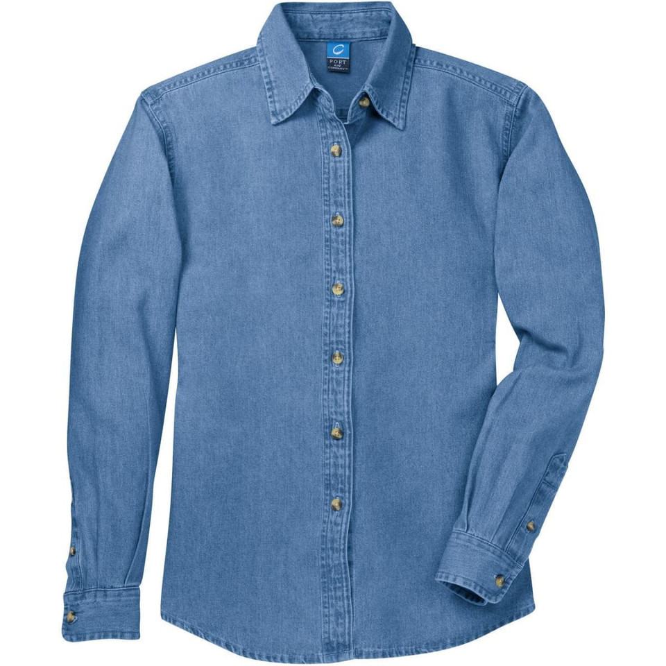 Port & Company - Ladies Long Sleeve Value Denim Shirt