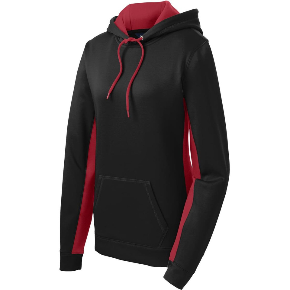 Sport-Tek Ladies Sport-Wick Fleece Colorblock Hooded Pullover
