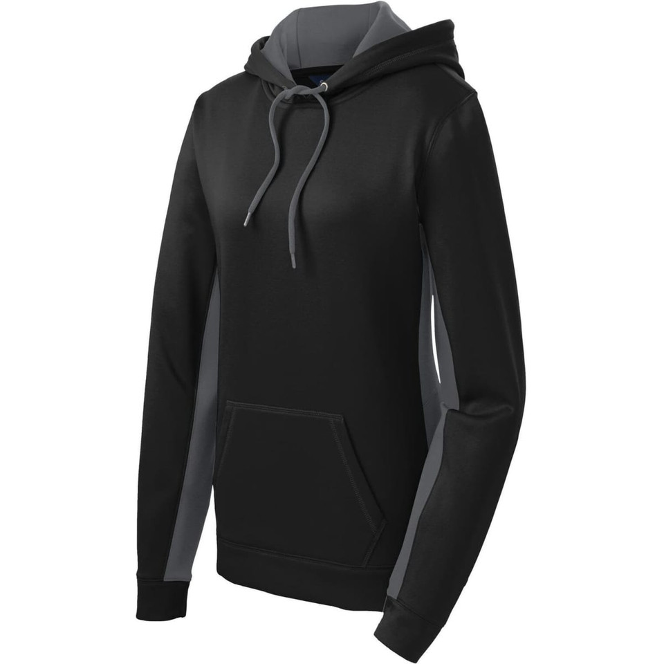 Sport-Tek Ladies Sport-Wick Fleece Colorblock Hooded Pullover