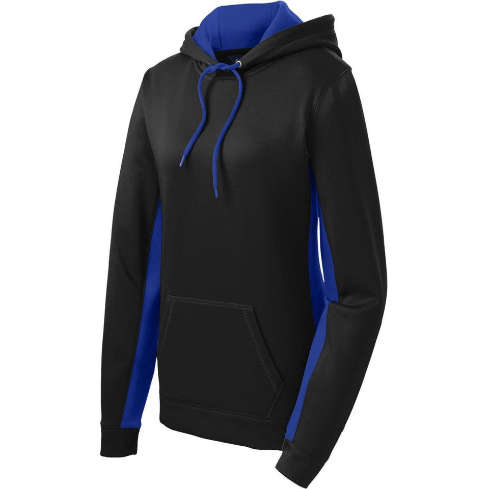 Sport-Tek Ladies Sport-Wick Fleece Colorblock Hooded Pullover